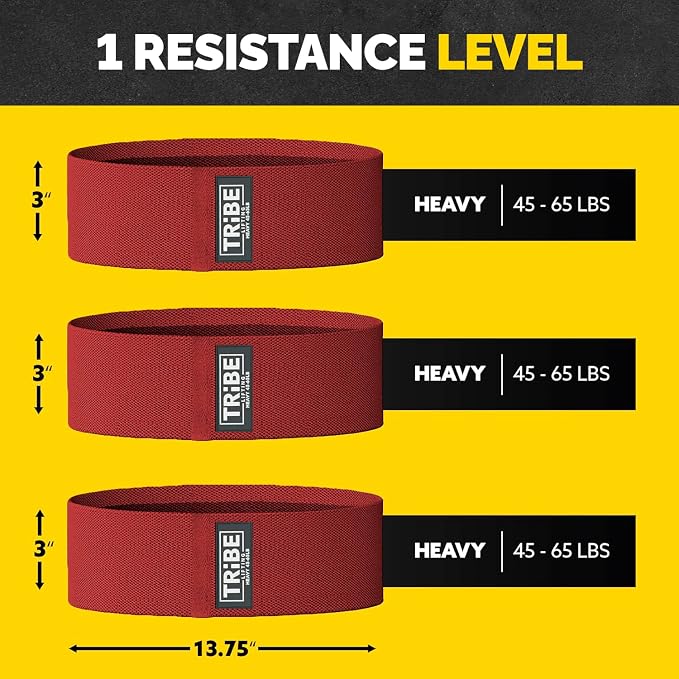 Fabric Resistance Bands for Working Out, 3-Pack for Legs and Glutes | Booty bands for women and men, non-slip grip, 3 resistance levels, for squats, lunges, hip thigh training, glute activation