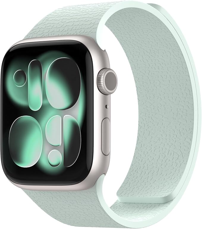 Magnetic Silicone Band Compatible with Apple Watch Band Ultra 3/2/1 & SE 3/2/1 & Series 11 10 9 8 7 6 5 4 3 49mm 46mm 45mm 44mm Strong Magnetic Clasp, Waterproof & Adjustable (Pale Mint)