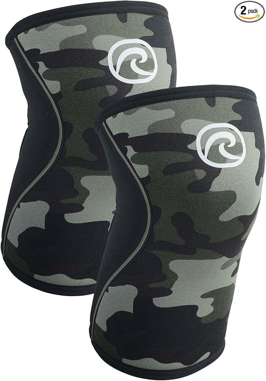 Rehband 5mm Knee Sleeves for Functional Training, Cross-Training & Powerlifting, Weightlifting Knee Support made of Neoprene, Unisex, Colour:Camo - 1 Pair, Size:Medium