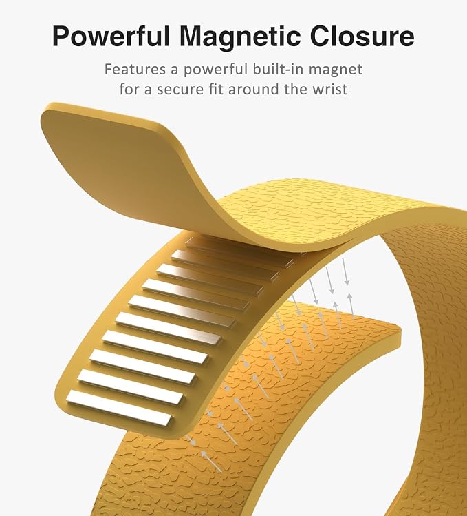Magnetic Silicone Band Compatible with Apple Watch Band Ultra 3/2/1 & SE 3/2/1 & Series 11 10 9 8 7 6 5 4 3 49mm 46mm 45mm 44mm Strong Magnetic Clasp, Waterproof & Adjustable (Yellow)