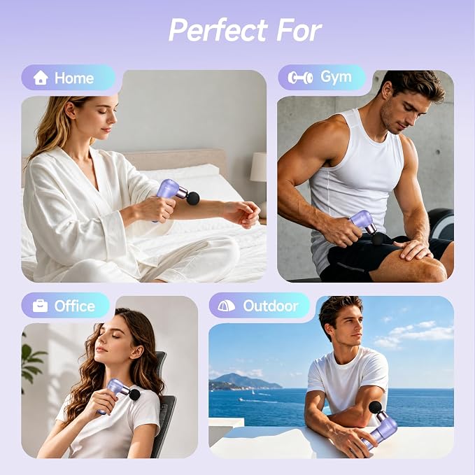 Super Mini Massage Gun, Deep Tissues Percussion Muscle Massager | Compact Sports Travel Massage Gun, FSA Eligible Portable Massager Gun for Her Him, Handheld Massager Gun HSA Eligible Purple