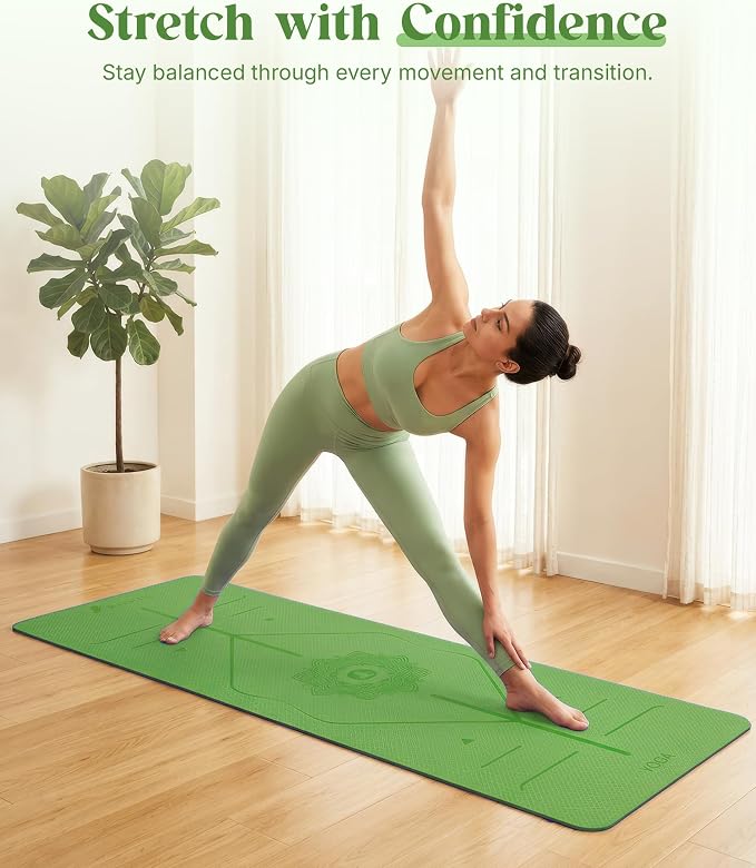 ROMIX Pro Yoga Mat Thick 6mm (1/4 inch), 72"L x 24"W Non-Slip Workout Mat with Alignment Lines, Large Yoga Mats for Women Men With Carry Bag, Exercise Mats for Home Workout Training Equipment
