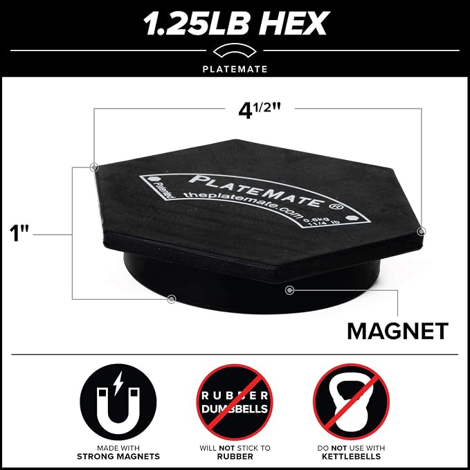 PlateMate Microload Pair Magnetic Weights - Choose Between 1.25 lbs or 2.5 lbs Hex
