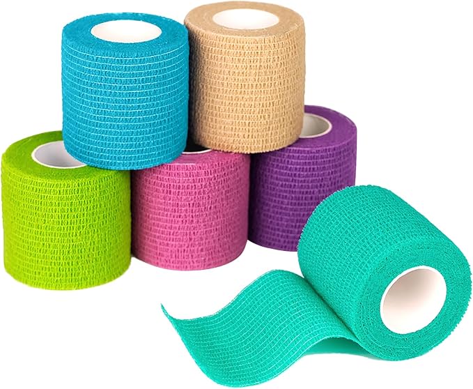 FriCARE Self Adhesive Bandage Wrap, Medical Tape in First Aid Kit, Rainbow | Elastic Cohesive Bandages for Sports/Vet/Wrist Ankle Wounds, 2 Inches X 5 Yards, Latex-free 6 Rolls