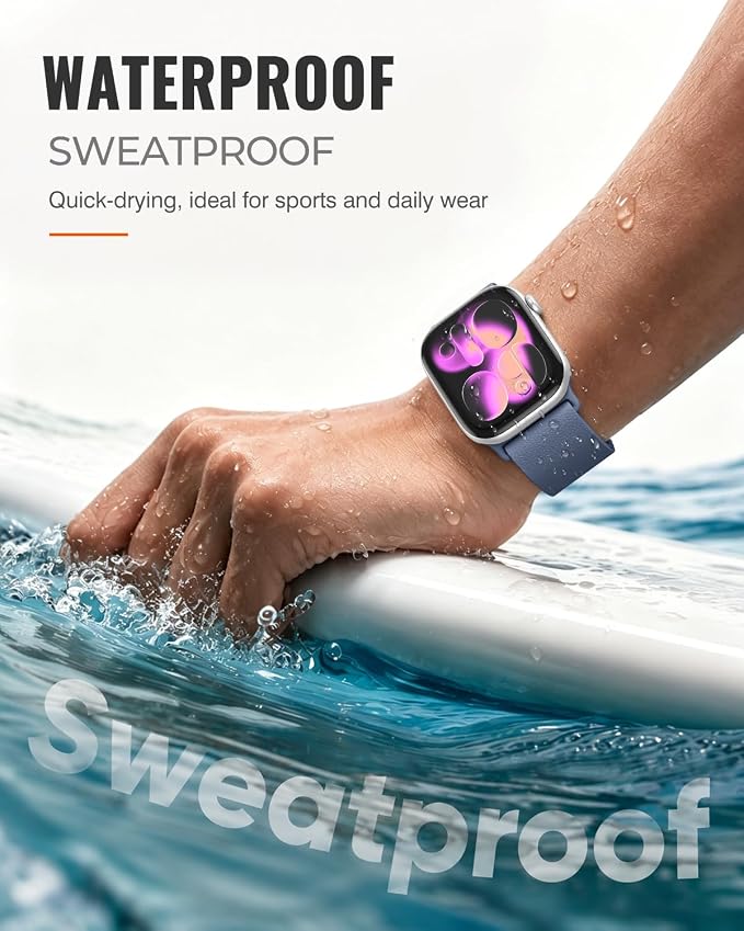 Magnetic Silicone Sport Band for Apple Watch 42mm 46mm 49mm 38mm 40mm 41mm 44mm 45mm Men Women, Patented Auto Lock Breathable Soft Loop for iWatch Ultra SE Series 11 10 9 8 7 6 5 4 3 2 1 All Day Comfort
