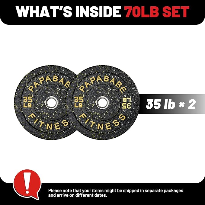 2" Bumper Plates Set Olympic Weight Plates for Barbell Strength Training | Papababe 2Inch Weights Plates Set, Floor Protective Plates, 20-600lbs Rubber Bumper Plates for Weightlifting, Bench Press