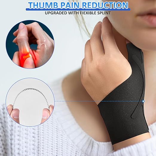 Thumb Wrist Brace Compression Stabilizer Thumb Support Spica Splint for Carpal Tunnel, Arthritis, Tendonitis and TFCC Pain Relief - Women & Men - Fits Left or Right Hand - Breathable, Soft Large