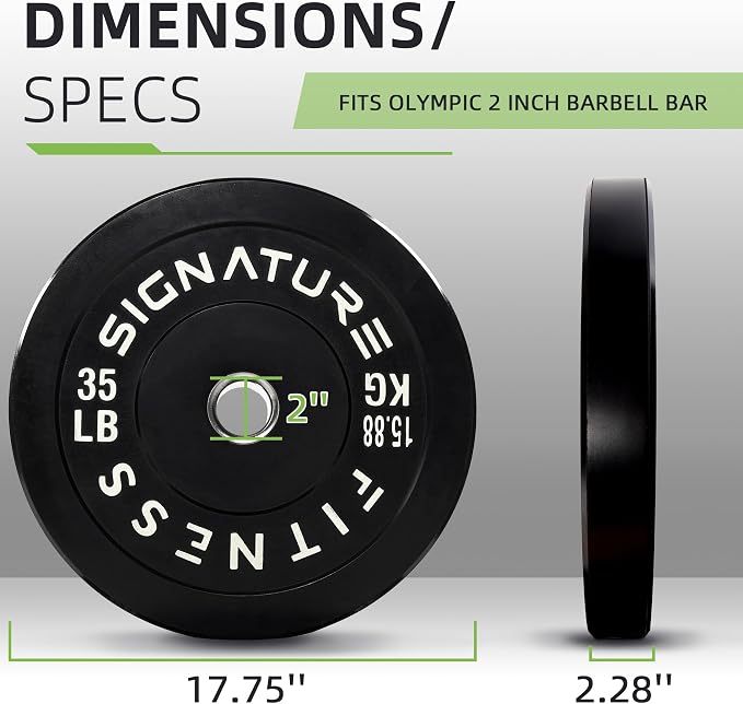 Fitvids 2-Inch Olympic Rubber Weight Plates Pair, Bumper Plates for Strength Training, multiple options