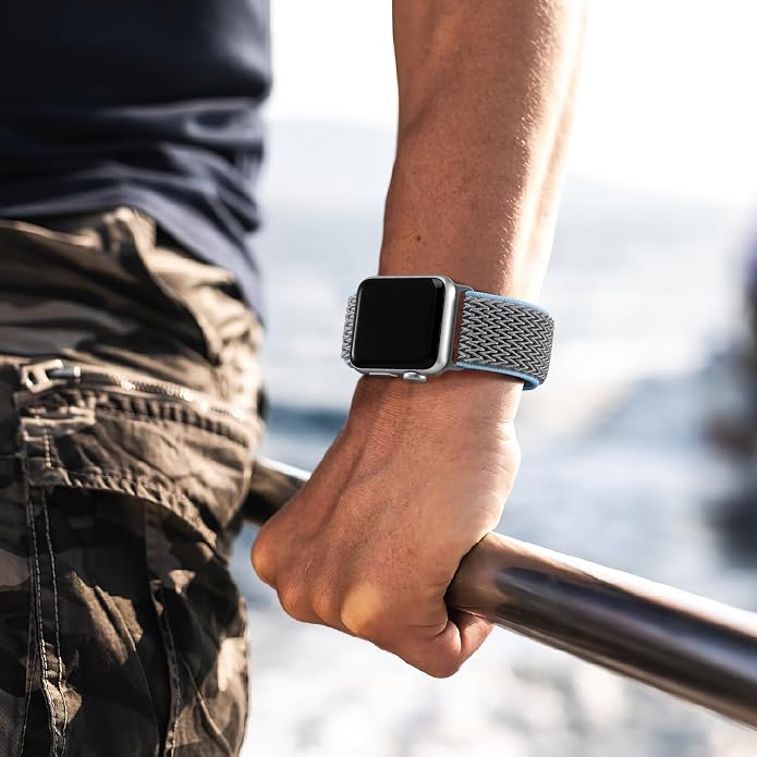 Lerobo Stretchy Nylon Solo Loop Band, Compatible with Apple Watch Series 11 10 9 8 7 6 5 4 3 SE3/2/1 Ultra3/2/1, Adjustable Strap for iwatch Band 44mm 45mm 46mm 49mm 42mm 40mm 41mm 38mm for Women Men