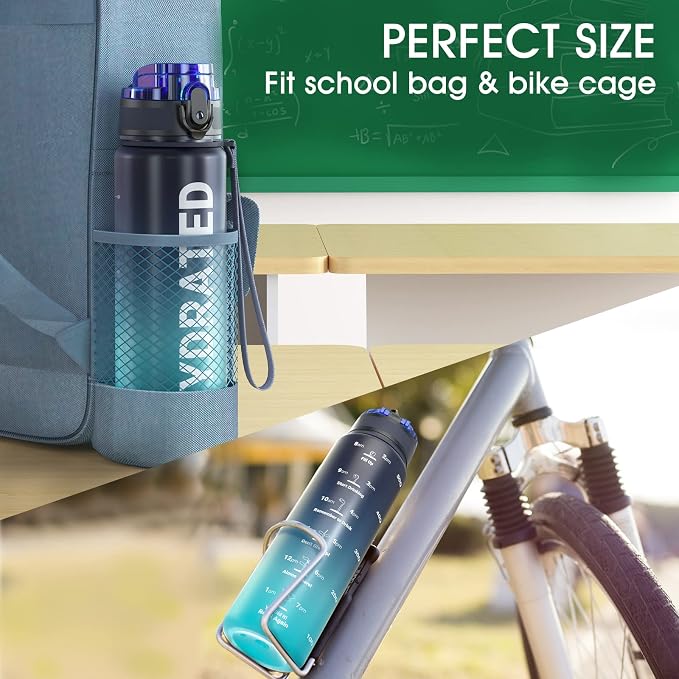 Sahara Sailor Water Bottle 17oz, Durable and Leakproof Water Bottles Motivational with Time Marker, Tritan, BPA Free, Wide Mouth with Easy Clean Brush for Gym, Travel, Home, School, Office (1 Bottle) | Bpa Free, Leakproof Wide Mouth With Fast Flow Lid ...