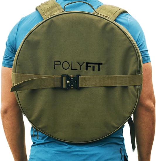 Polyfit PL8 Backpack for Olympic Weight Plates - Weighted Backpack | For rucking and strength training, fits Olympic plates up to 17.5 in, 45 lb max load, dual-lock system, plates not included