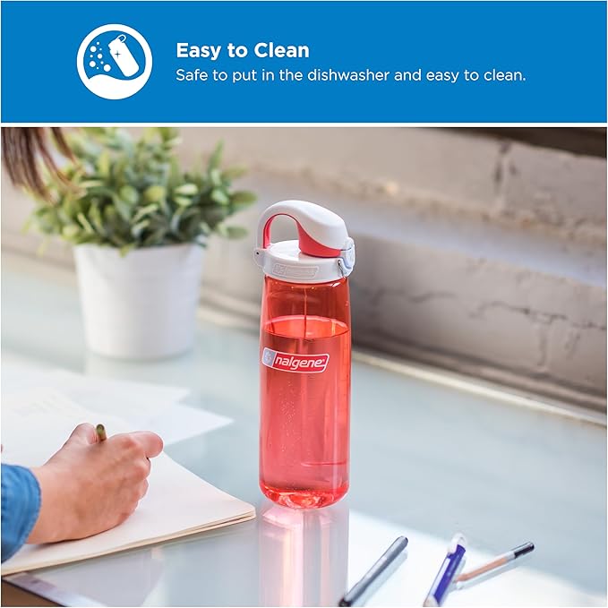 Nalgene 24 oz On The Fly Lock-Top Water Bottle, Blue w/Aqua | Easy Chug Cap with Locking Lid, Cup Holder Size, BPA-Free, Durable & Leak Proof, Lightweight Bottle for Hiking, Gym & Travel