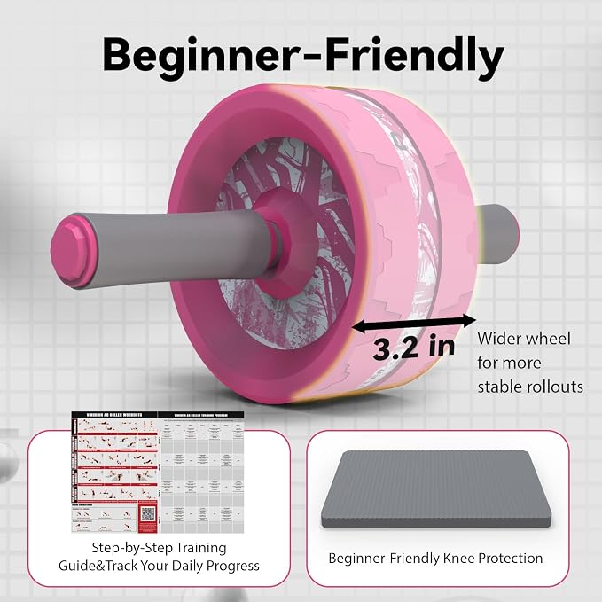 VINSGUIR Ab Roller Wheel, Abs & Core Workout Equipment for Home Gym with Knee Pad Accessories, Abdominal Wheel for Full-body Strength Training