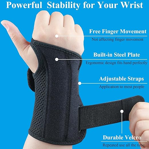 Carpal Tunnel Wrist Brace, Adjustable Wrist Support Brace, Night Wrist Sleep Supports Splints Arm Stabilizer (Left Hand, L/XL, Black)