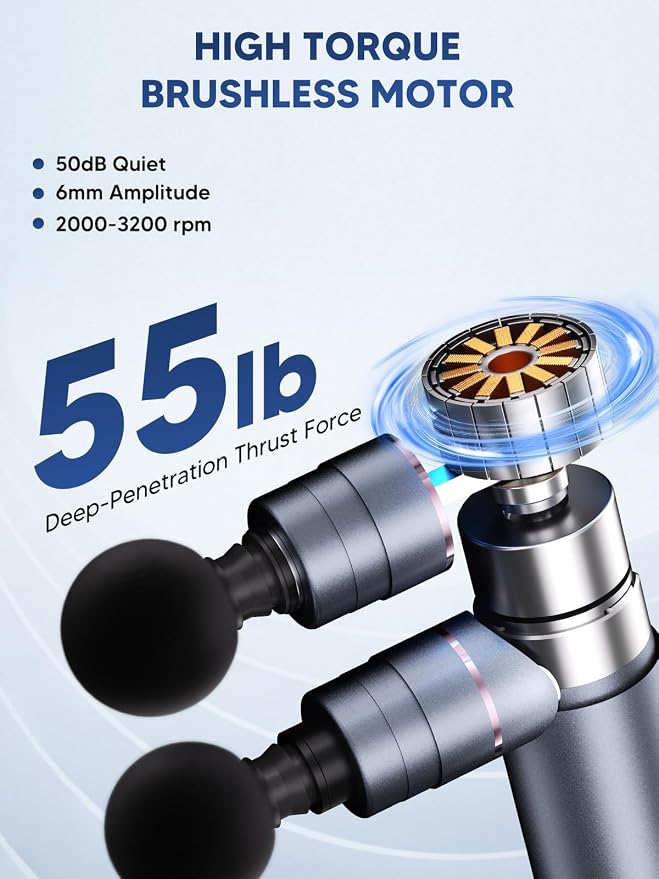 arboleaf Mini Massage Gun Deep Tissue, Portable Percussion Muscle Massager | Dual Head Massage Design Targets Two Muscle Areas at Once for Efficient Deep Tissue Relief and Full-Body Recovery