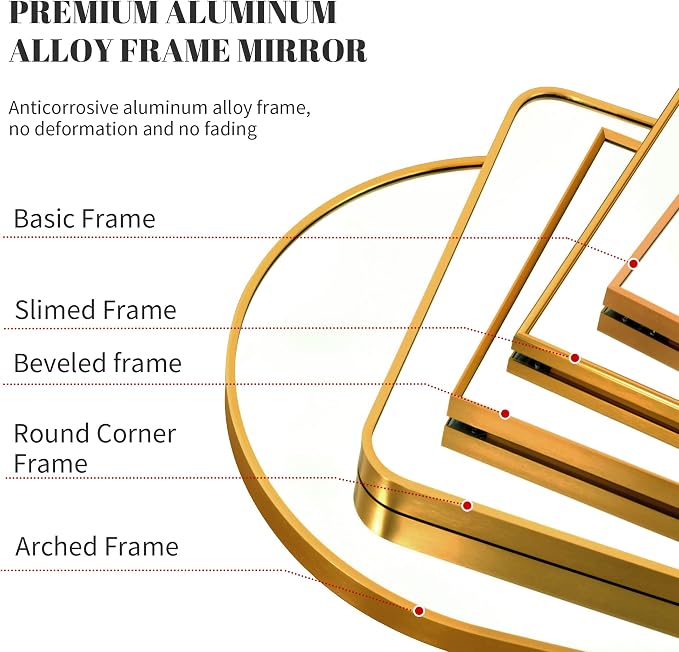 Beauty4U 71" x 32" Full Length Mirror with Stand, Gold Large Floor Mirror | Standing, Leaning, or Wall-Mounted Tempered Glass Full Body Mirror with Metal Frame for Bedroom, Closet, Modern Home Decor