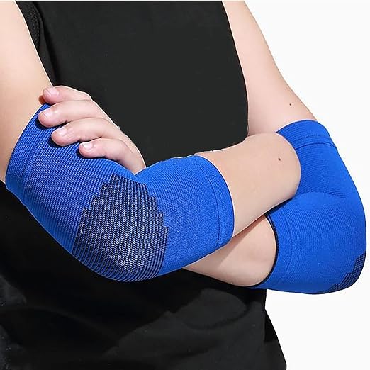 Kids Arm Guard,Compression Elbow Pads,Children Elbow Sleeves,Elbow Protection for Cycling Sports Basketball Volleyball(1 Pair) (Blue) 1