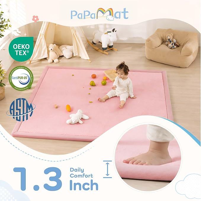1.3" Thick Baby Play Mat for Floor,39x59 Memory Foam Tummy Time Mat | Ultra Soft Playmat for Baby,Tummy Time Foam Mats,Cushioned for Infant,Kids and Toddler Crawling,Easy Care