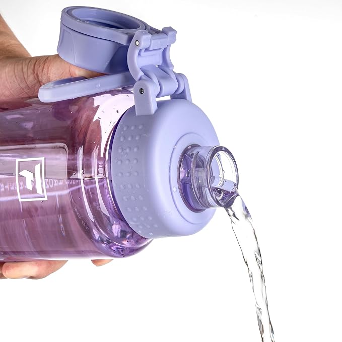 Fanhaw 32 oz Clear BPA-Free Tritan Water Bottle with Fast-Flow Spout Lid, BPA-Free & Leak-Proof Wide-Mouth Reusable Bottle for Gym, School & Office, Back to School Essentials (Amethyst)
