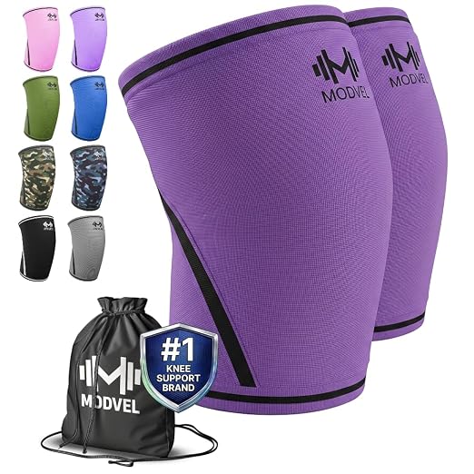 Modvel 7mm Neoprene Knee Sleeves for Men & Women Weightlifting & Powerlifting – Compression Knee Sleeve Support for Squats, Gym, Training – USPA, IPL Approved – X-Large Purple (Pair)