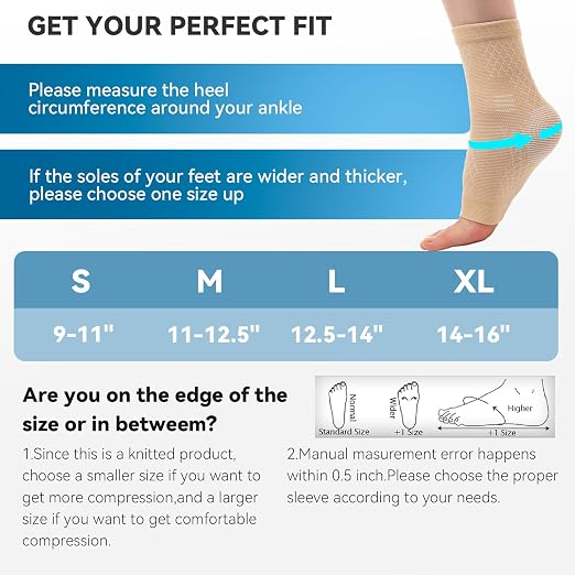 2 Pack Ankle Brace & Ankle Compression Sleeve for Women Men | Arch Support Socks, All-Day Wear, Achilles Tendonitis Brace for Plantar Fasciitis, Sprains, Foot Swelling Relief