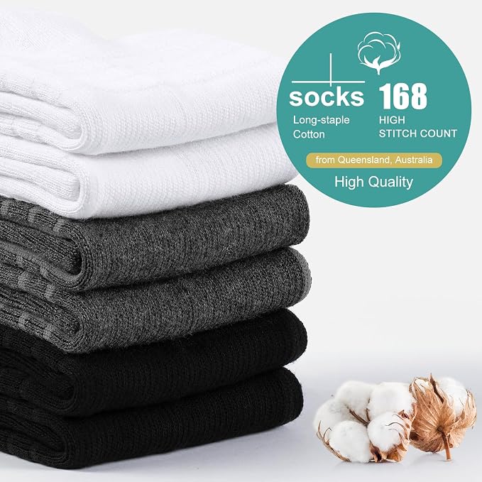 Lapulas Athletic Quarter Socks for Men Women, Cotton Mesh, Cushioned Arch Support, Non-Slip Running Ankle Design, 6 Pack