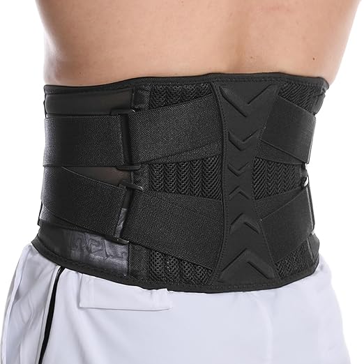 Luwint Lower Back Brace for Pain Relief Support, Lumbar Support Belt with Metal Splint & Adjustable Straps, Breathable Waist Belt for Work Gym Weight Lifting