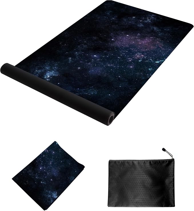nuveti Printed Travel Yoga Mat 1/16 Inch Thick Non Slip Fitness Workout Mat | with Carrying Bag, Foldable Lightweight Suede & Natural Rubber Yoga Mat for Yoga Pilates and Fitness 72" L x 24" W x 1.5mm