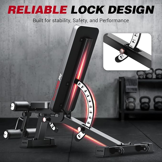 Adjustable Weight Bench, Commercial Grade 1200LB Workout Bench Press Set for Home Gym Strength Training Exercise, Incline Bench with 12+3 Adjustable Backrest&Seat Positions for Full Body Fitness