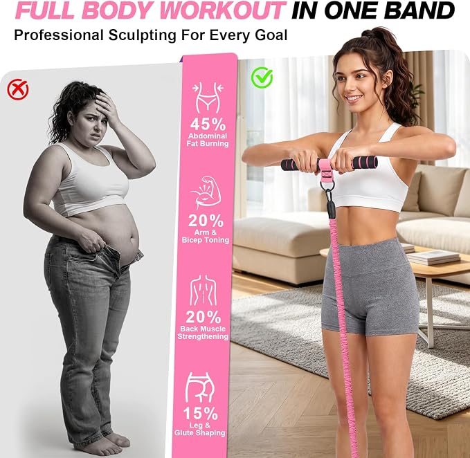 WOQQW Multifunction Pedal Resistance Band with Handle, Upgraded 3 Tube Adjustable Foot Resistance Bands for Core, Arm, Legs, Body Puller Trainer - Sit Up Exercise Equipment for Women Men