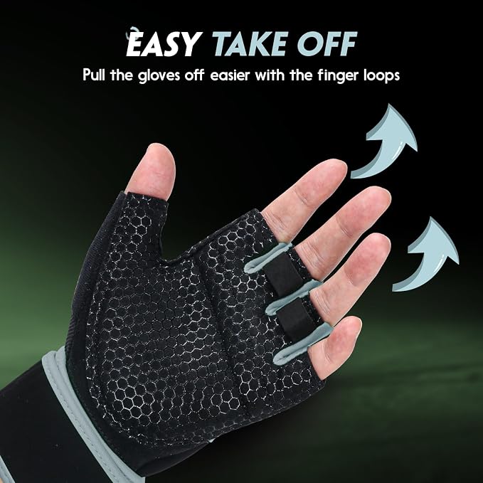 Workout Gloves Gym Gloves Weight Lifting Gloves for Men Women with Full Palm Pad,Strong Wrist Wraps Support,Enhanced Grip,for Fitness,Training,Weightlifting,Exercise