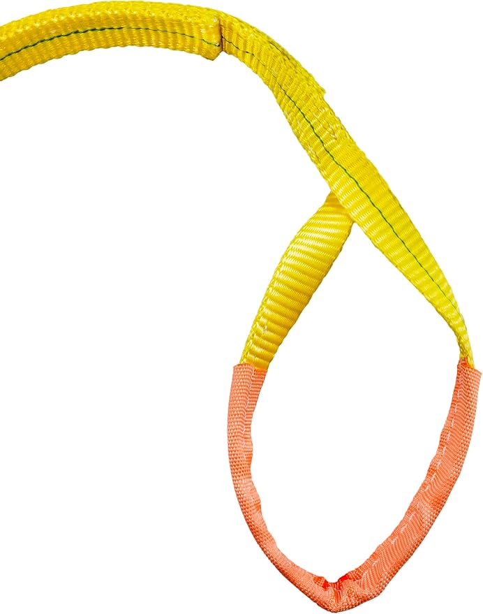 Everest C1130-2" x 3' Yellow Flat Sling Eye to Eye/Lifting Sling for Construction, Lifting, Moving, Hoisting - Strap Heavy Duty - 1-Pack 6400lbs WLL