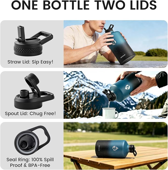 RAYMYLO 128oz Insulated Water Bottle, Triple Wall Vacuum Stainless Steel Water Bottles