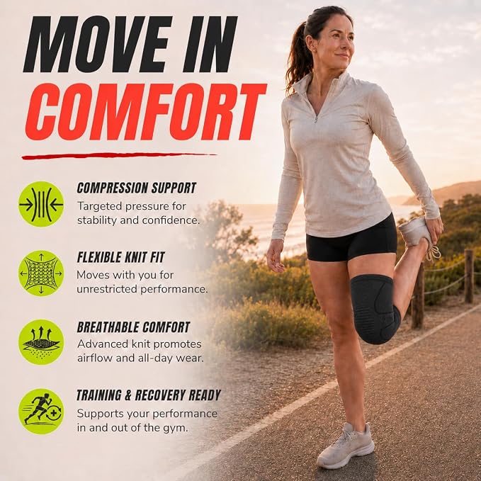 Knee Brace for Men and Women Knee Compression Sleeve Knee Support Wraps for Arthritis Joint Pain Relief, Workout, Swelling, Sports, Circulation, Running, Recovery for ACL & Meniscus Tear