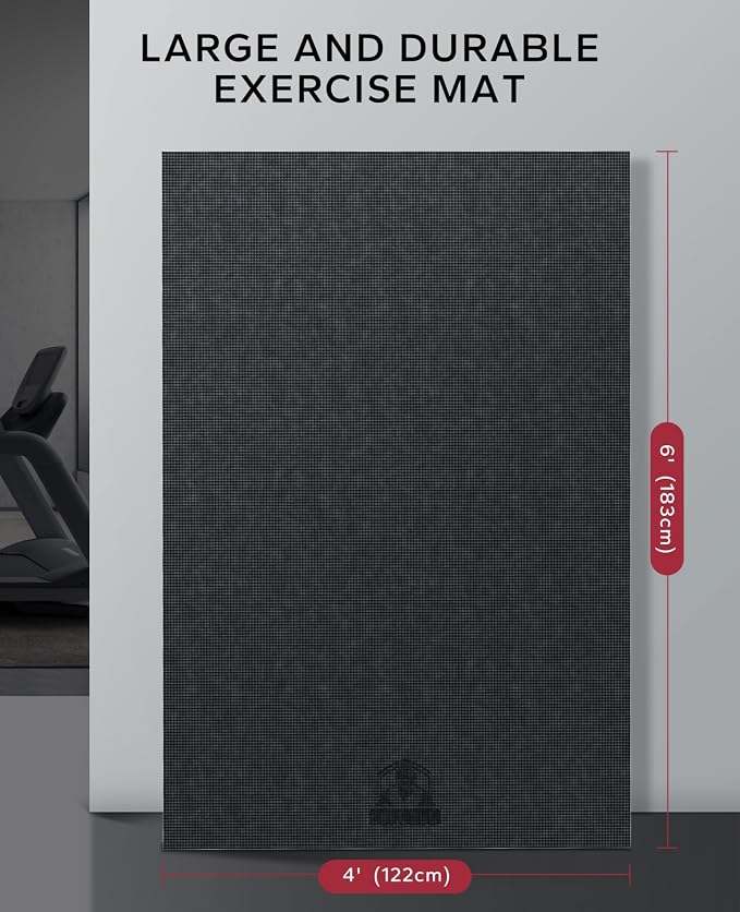 HAPBEAR Large Exercise Mat-6'x4'/7'x5'/6'x8'/6'x9'/6'x10'/6'x12'x 1/3"(8mm) | Non-Slip, Ultra Durable, Thick Workout Mat for Home Gym Flooring, Cardio, Yoga & Fitness; High-Density, Shoes-Friendly