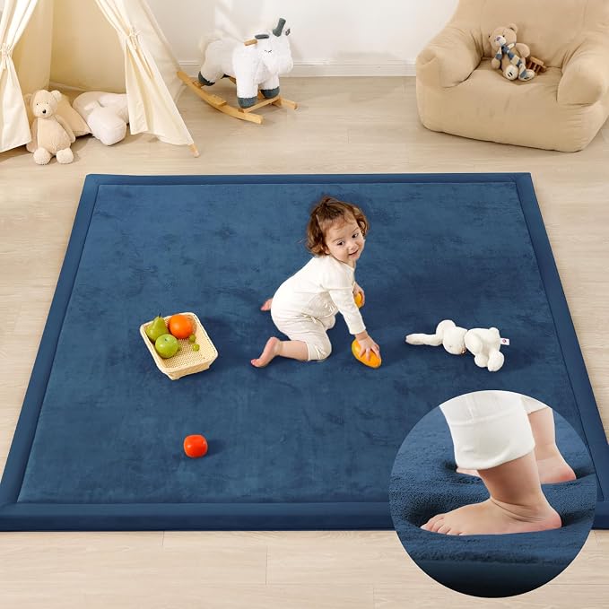 1.3" Thick Baby Play Mat for Floor,50x50 Padded Playpen Mat, Non-Slip | Ultra Soft Playmat for Baby,Tummy Time Foam Mats,Cushioned for Infant, Kids and Toddler Crawling,Easy Care