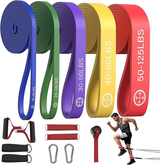 Exercise Bands，Set of 6 Resistance Bands for Working Out,Pull Up Bands Set,at Home Workout Equipment,Instruction Guide and Carry Bag Included