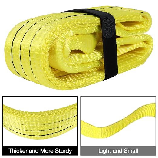 Lift Sling Straps,3" x 8' 2-Ply Heavy Duty Flat Eye Lift Sling | Polyester Lifting Straps Tree Saver Recovery Strap Web Sling Rigging Securing Moving Tow Hoisting Gear Straps Kit 17600lb