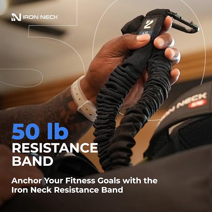 Resistance Band, Durable Exercise Band with Steel Carabiners for Neck Training, Strength Workouts, Stretching, and Rehab