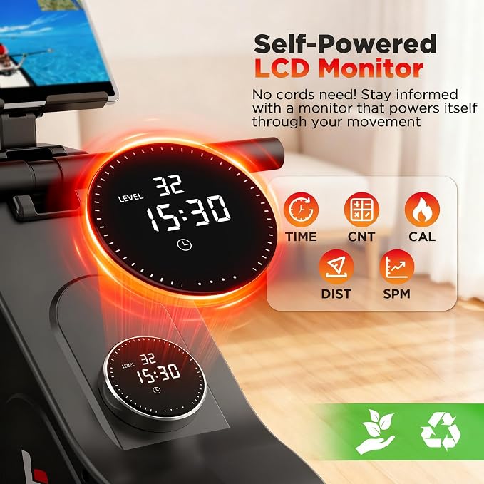 Rowing Machines for Home,Quiet Resistance Magnetic Rower Machine with 32 Levels,350lb Weight Capacity,Compact Dual Slide Rail,LED Monitor & Comfortable Seat,App Supported&Tablet Holder