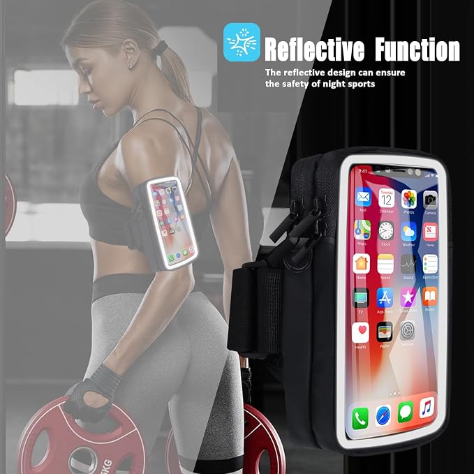 Phone Holder for Running Armband, Cell Phone Purse Small Crossbody Bags for Women Men Kids,3 in 1 Phone Sports Armband Sleeve Fit iPhone,Galaxy,Smartphones Hiking,Walking,Workout,Exercise,Gym