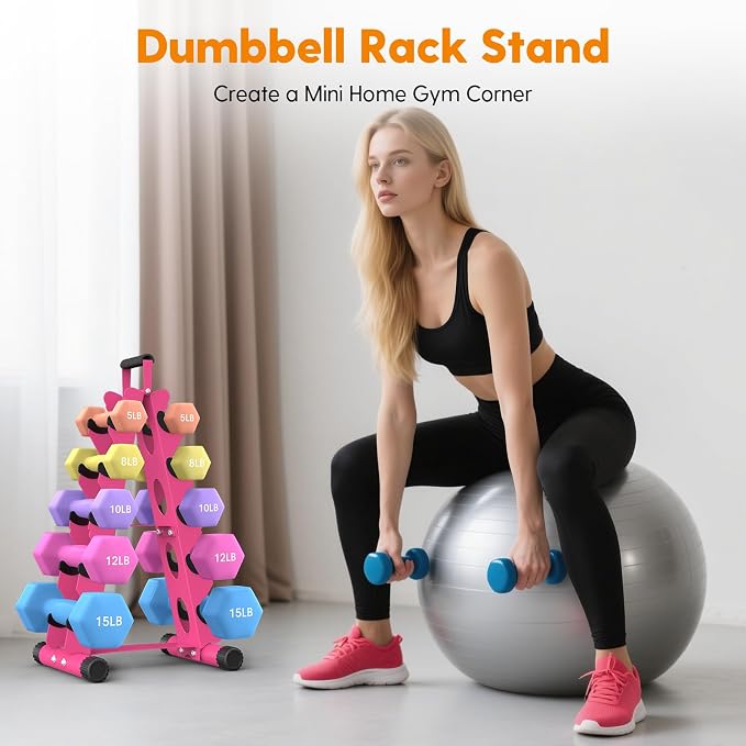 AmazeFan 5 Tier | 3-Tier Dumbbell Rack Stand Only, A-Frame Design Weight Rack with Handle, Weights Metal Strength Training Dumbbells Storage Rack for Home Gym Space Saver (Dumbells not Included)