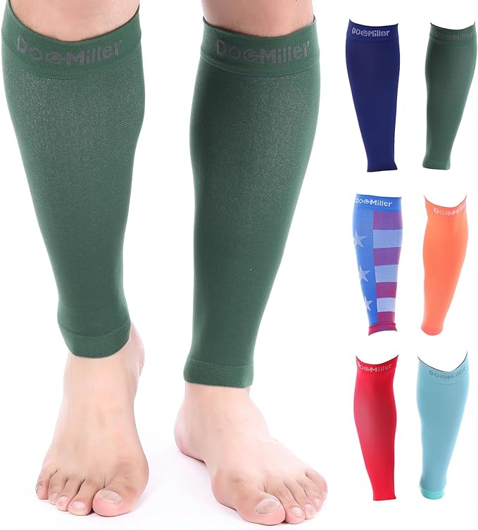 Doc Miller Compression Calf Sleeve for Men & Women, 20-30mmHg | Graduated Support for Running, Shin Splints, Calf Strain, Knee High, Small to 6XL Plus Size