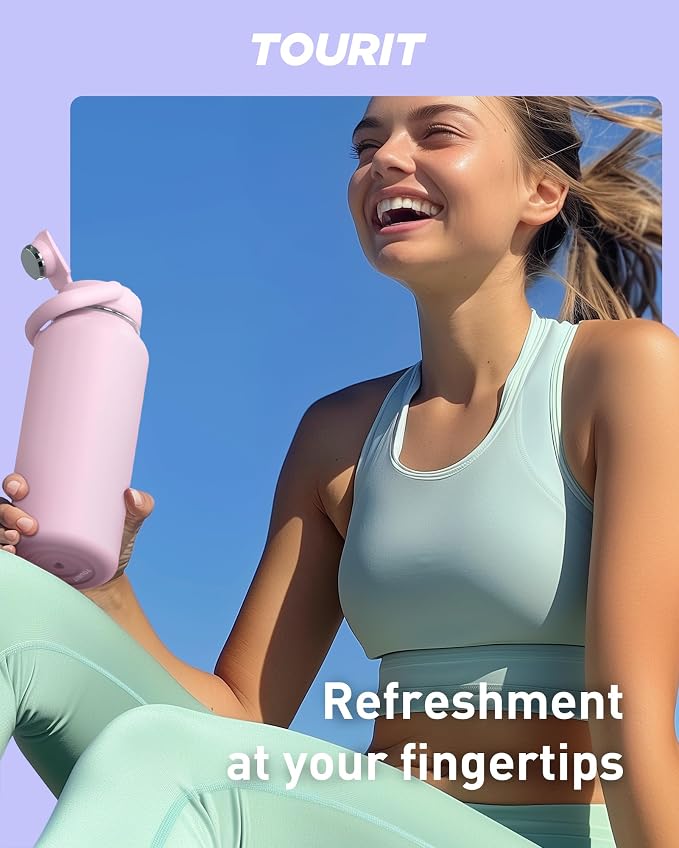 TOURIT 24 oz Insulated Stainless Steel Water Bottle, Blue Voilet | Double-wall vacuum thermal flask with top handle, leakproof & BPA-free design for sports, gym, hiking & travel use