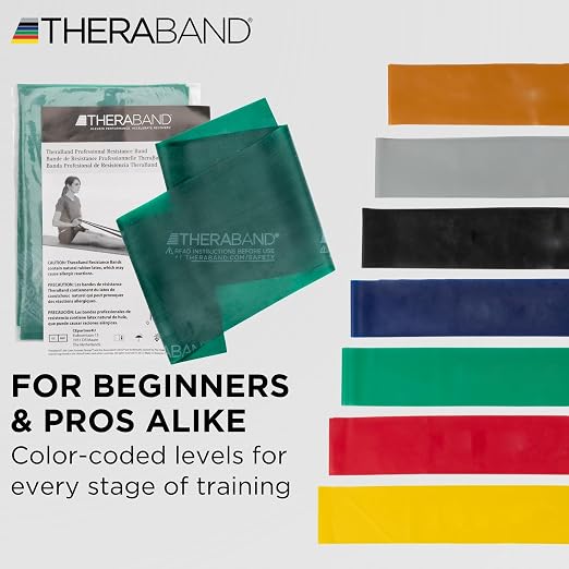 THERABAND Professional Latex Resistance, Workout Band, Exercise, 6', Green