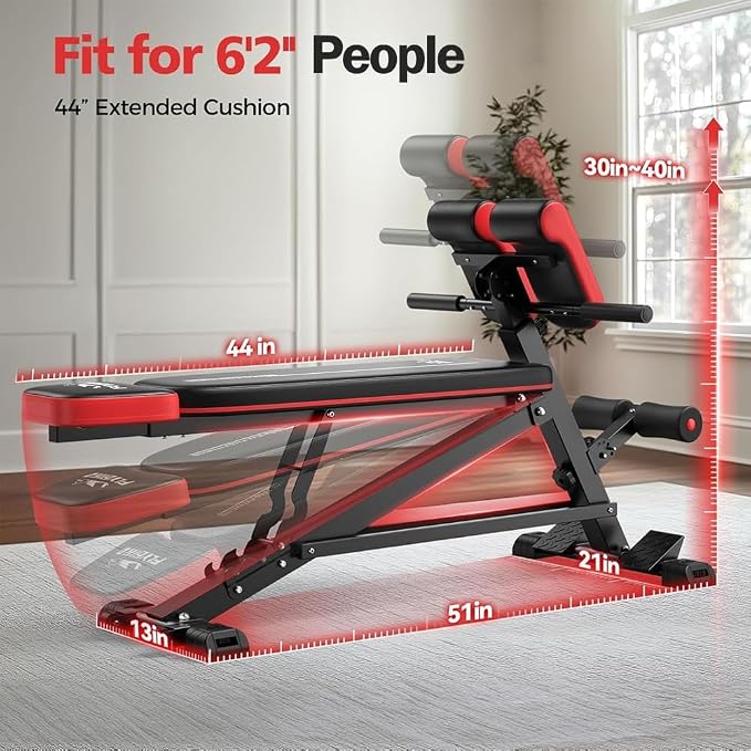 Flybird 4 in 1 Roman Chair with Adjustable Weight Bench & Sit Up Bench for Full Body Workout, Fitness equipment for HyperBack Extension for Glutes, Hamstrings & Lower Back, Multi-Purpose for Home Gym