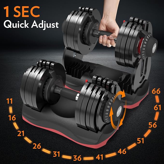 ATIVAFIT Adjustable Dumbbells Set, 5–88LB Quick Adjust Free Weights with Double Safety Lock & Anti-Slip Steel Handle, Space Saving Home Gym Equipment for Full Body Strength Training