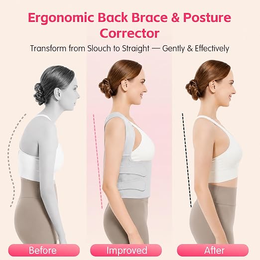 Posture Corrector for Women & Men, Adjustable Full Back Brace Support | Breathable Shoulder Straightener, Spine Support for Upper & Lower Back, Scoliosis & Hunchback Correction, Back Pain Relief