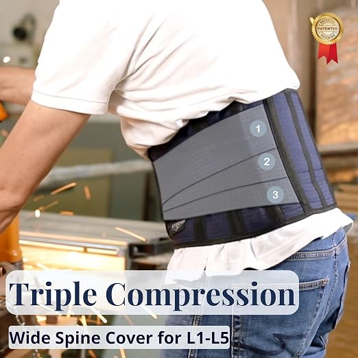 AVESTON Back Support Lower Back Brace for Back Pain Relief: Thin Breathable Rigid 6 ribs Adjustable Lumbar Support Belt for Men/Women Keeps Spine Straight and Safe – Large