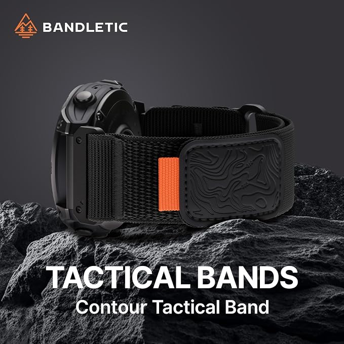 Bandletic Rugged Nylon 22MM Compatible with Garmin Instinct Watch Band | Adjustable,Breathable Quick Fit Strap for Fenix 8 E 47mm/7 6 Pro/5 Plus/Forerunner 965/955/945/Approach S70/S62/S60/Epix Pro